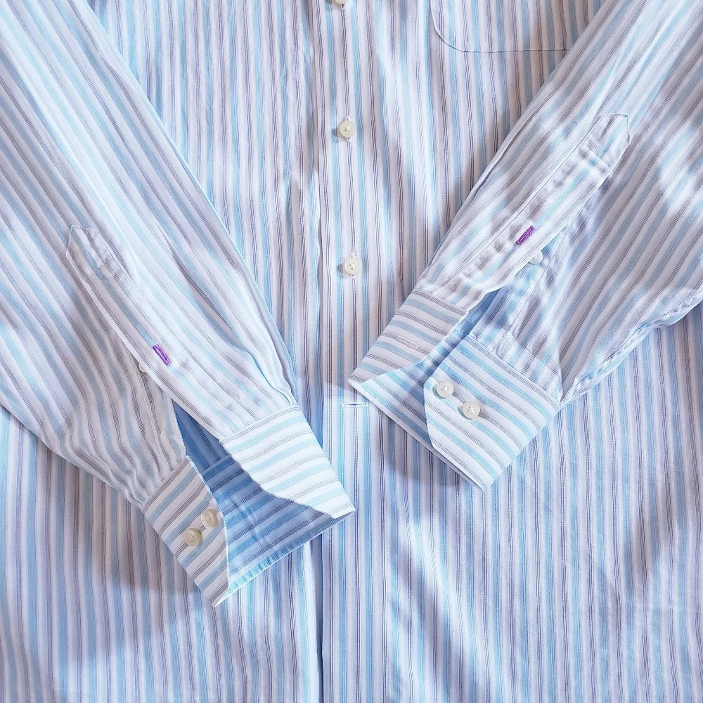 TOMMY BAHAMA Long Sleeve Button Down Cotton Blue Dress Shirt Men's Size 16/34-35 - Picture 3 of 6